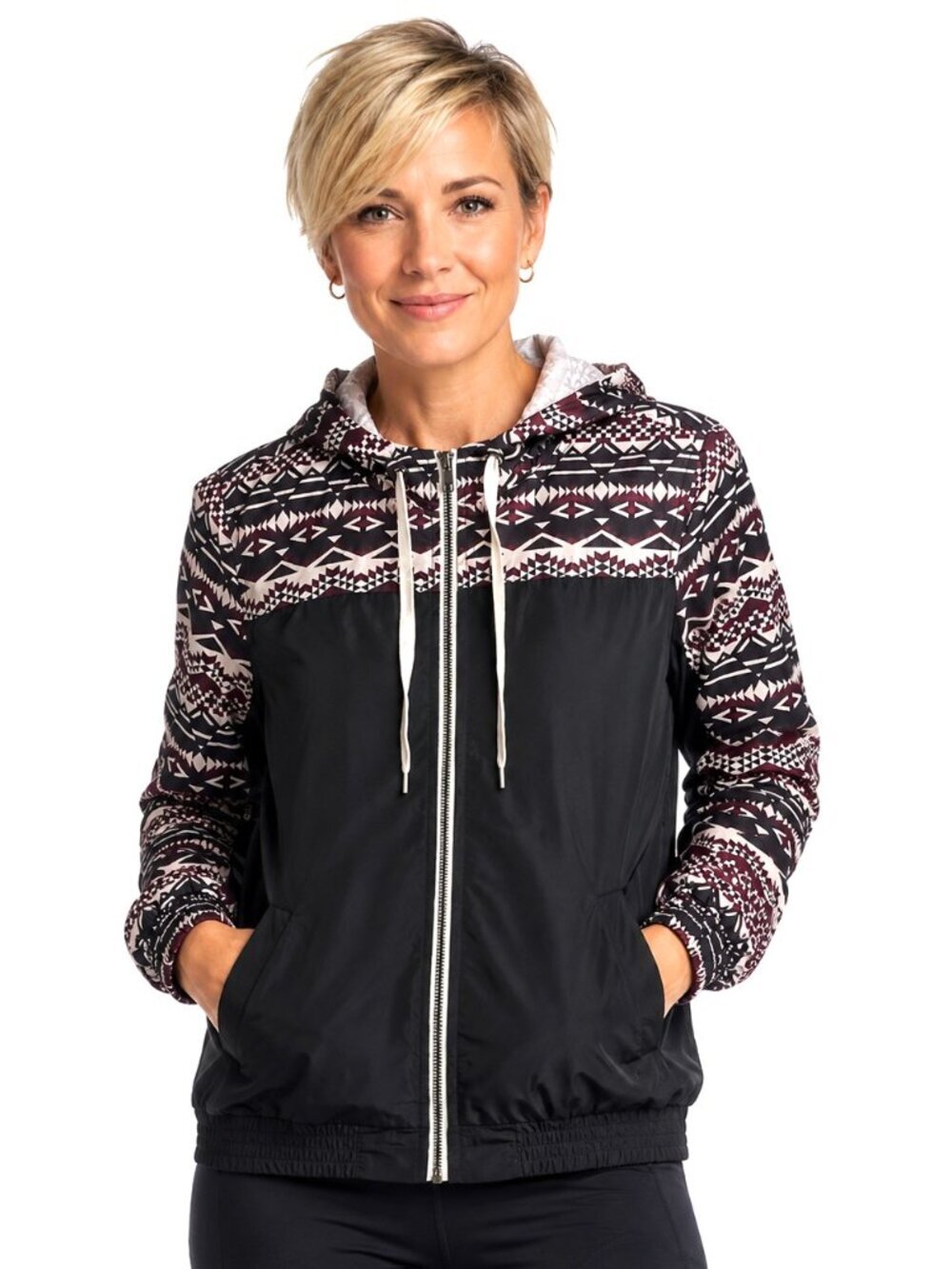 Empyre Aztec Print Windbreaker Zip-Front Hoodie